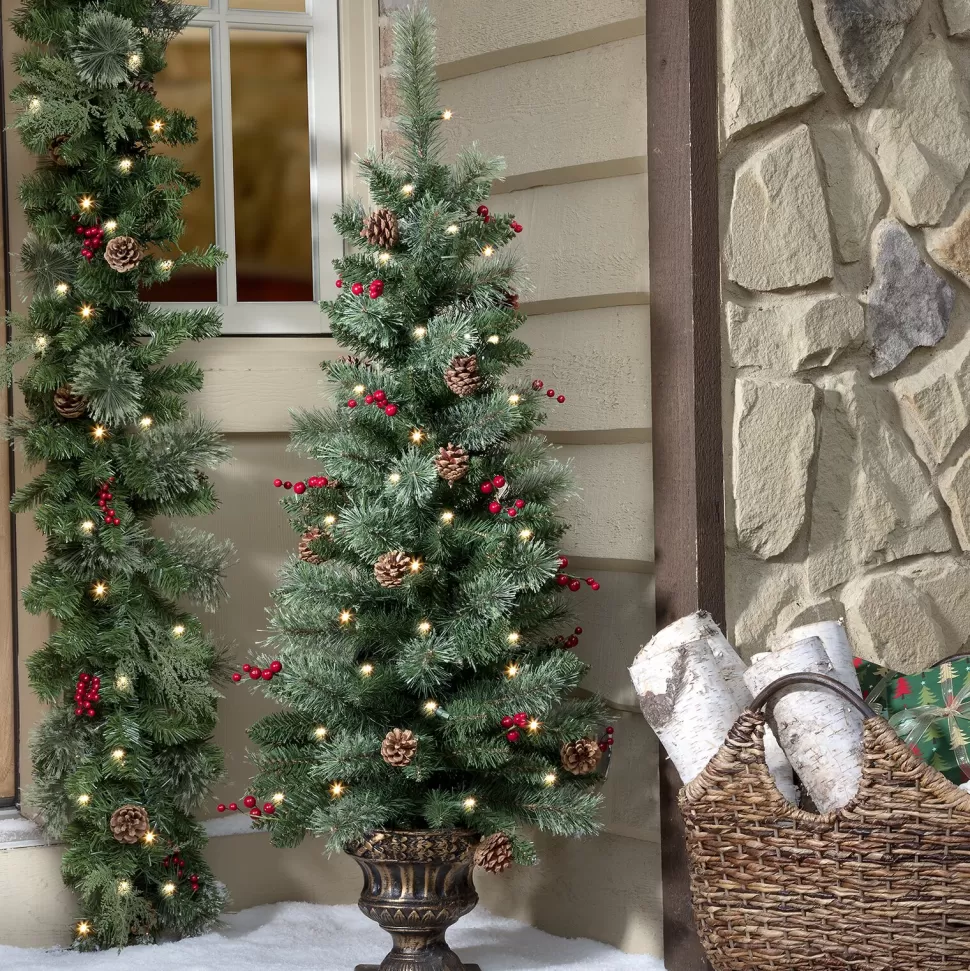 Clearance Three Posts Pre-Lit Carolina 4' Green Spruce Artificial Christmas Tree With 80 Lighting Color