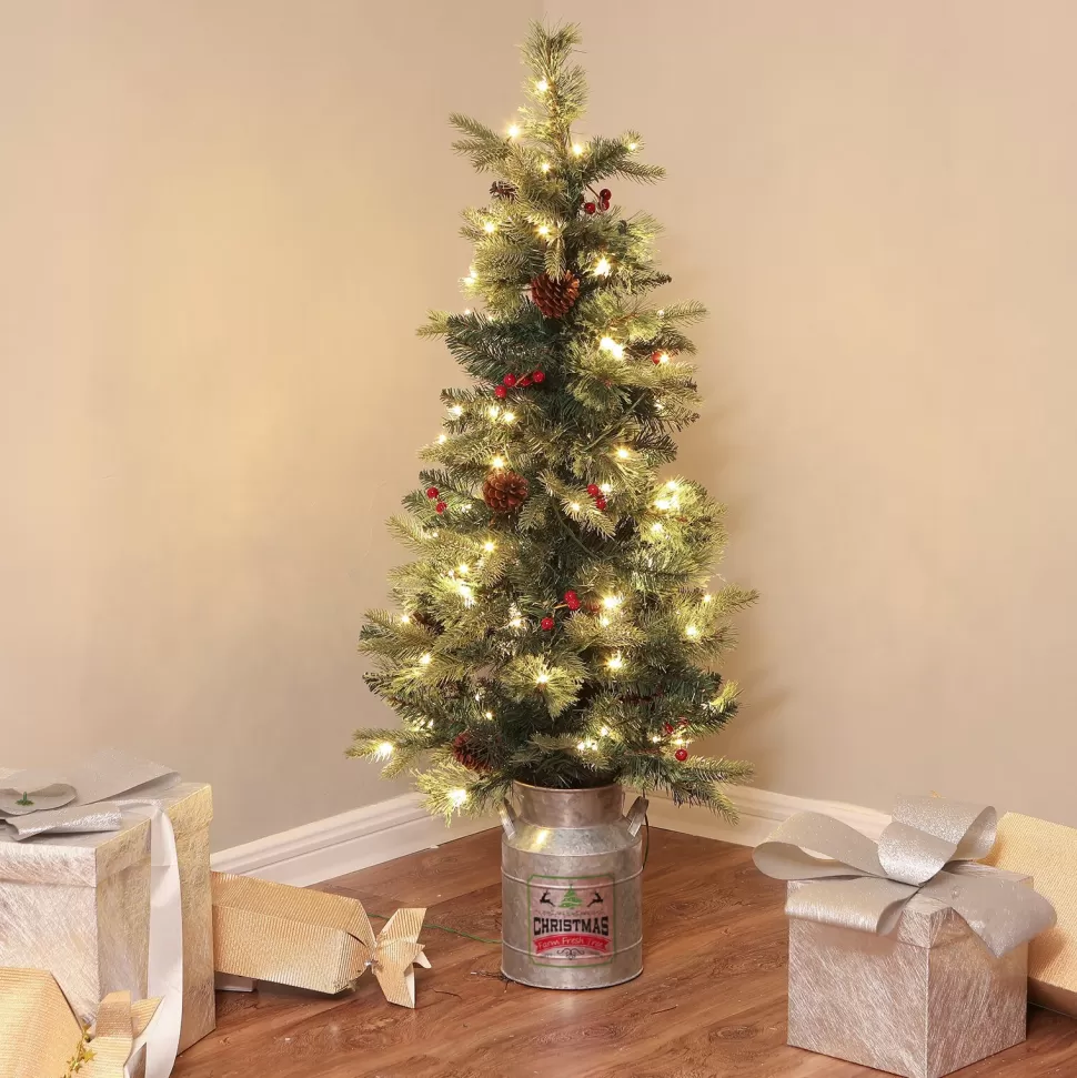 Fashion The Holiday Aisle Pre-Lit Porch 4' Green Pine Artificial Christmas Tree With 100 Warm White Lights