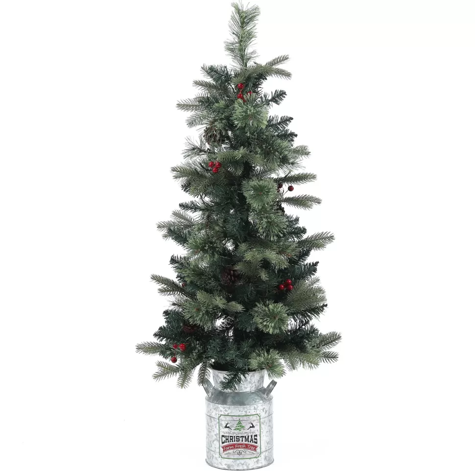 Fashion The Holiday Aisle Pre-Lit Porch 4' Green Pine Artificial Christmas Tree With 100 Warm White Lights