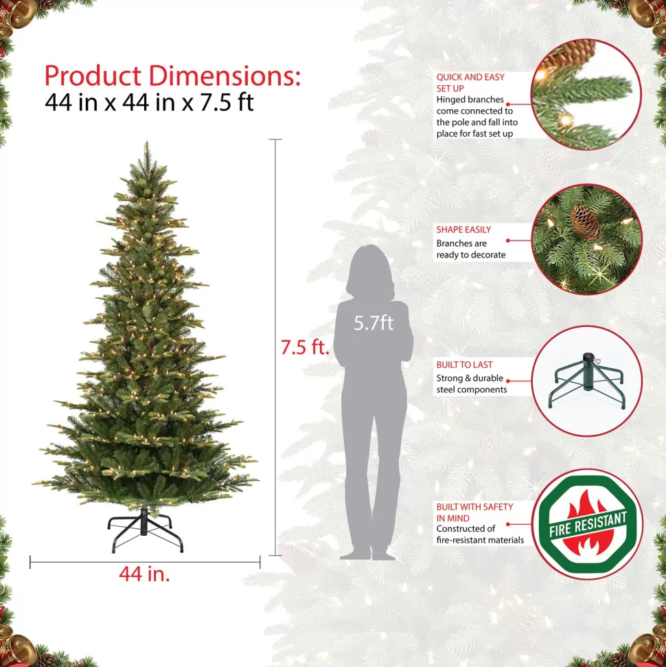Hot The Holiday Aisle Pre-Lit Slim Aspen Green Fir Artificial Christmas Tree With Warm White Lights