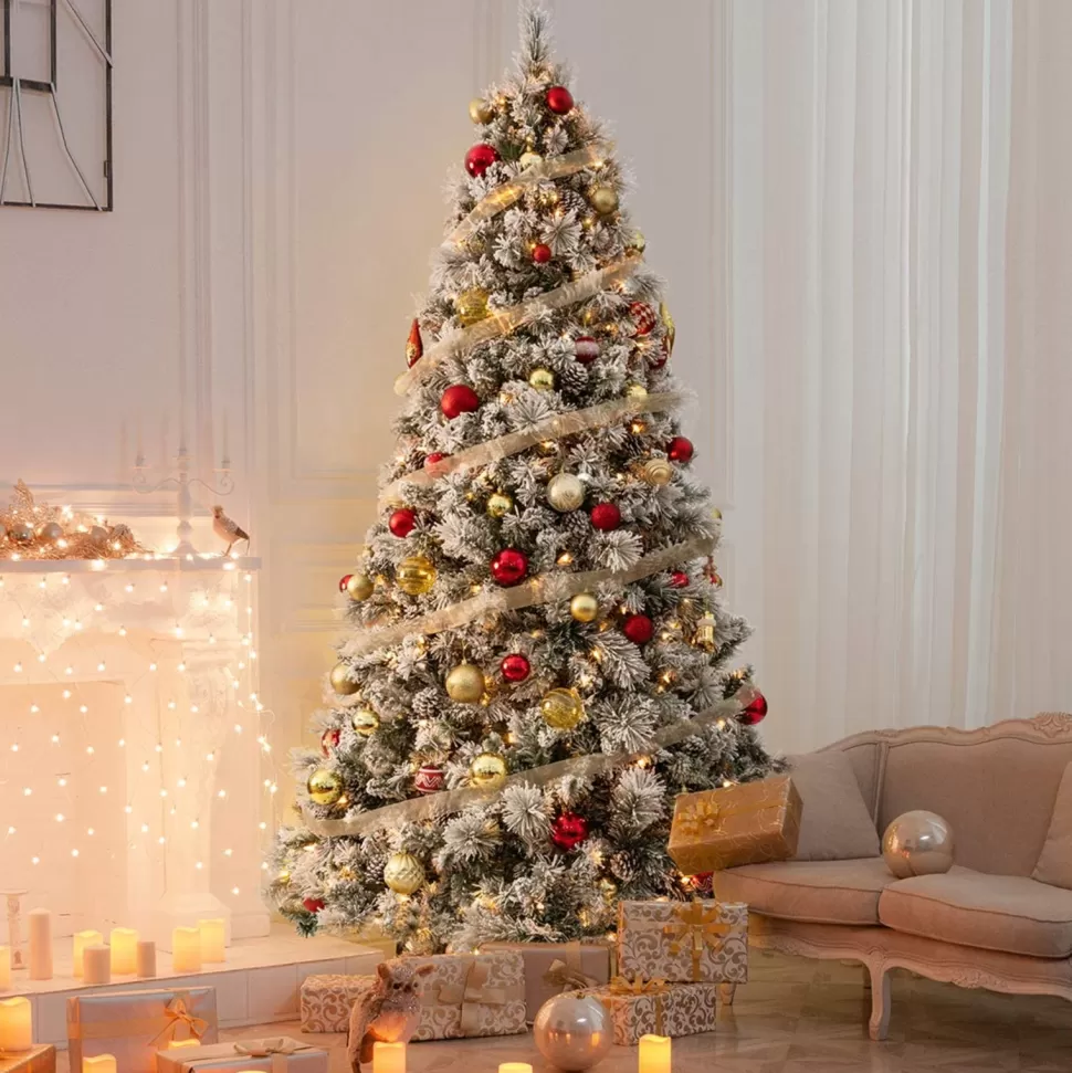 Best Sale AMERZEST Realistic Fir Flocked Christmas Tree With 550 Led Lights