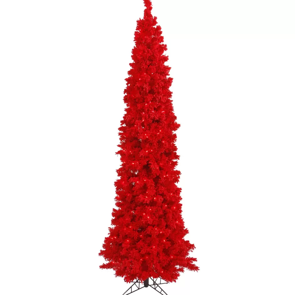 Cheap Hashtag Home Red Fir Artificial Christmas Tree With Led Red Lights