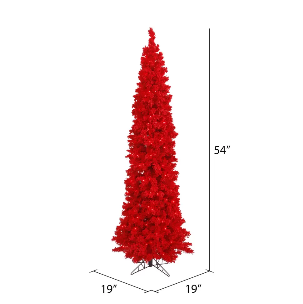 Cheap Hashtag Home Red Fir Artificial Christmas Tree With Led Red Lights