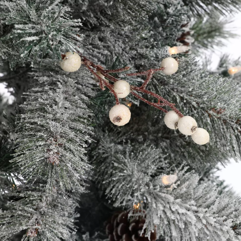 Hot The Holiday Aisle Set Of 2 4Ft Pre-Lit Led Artificial Flocked Pine Christmas Tree With Pine Cones And Urn Pot