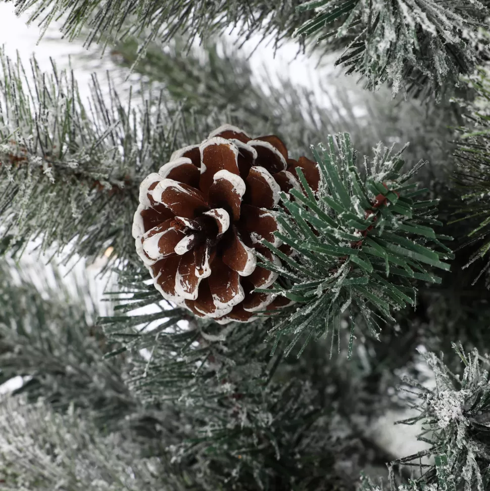 Hot The Holiday Aisle Set Of 2 4Ft Pre-Lit Led Artificial Flocked Pine Christmas Tree With Pine Cones And Urn Pot