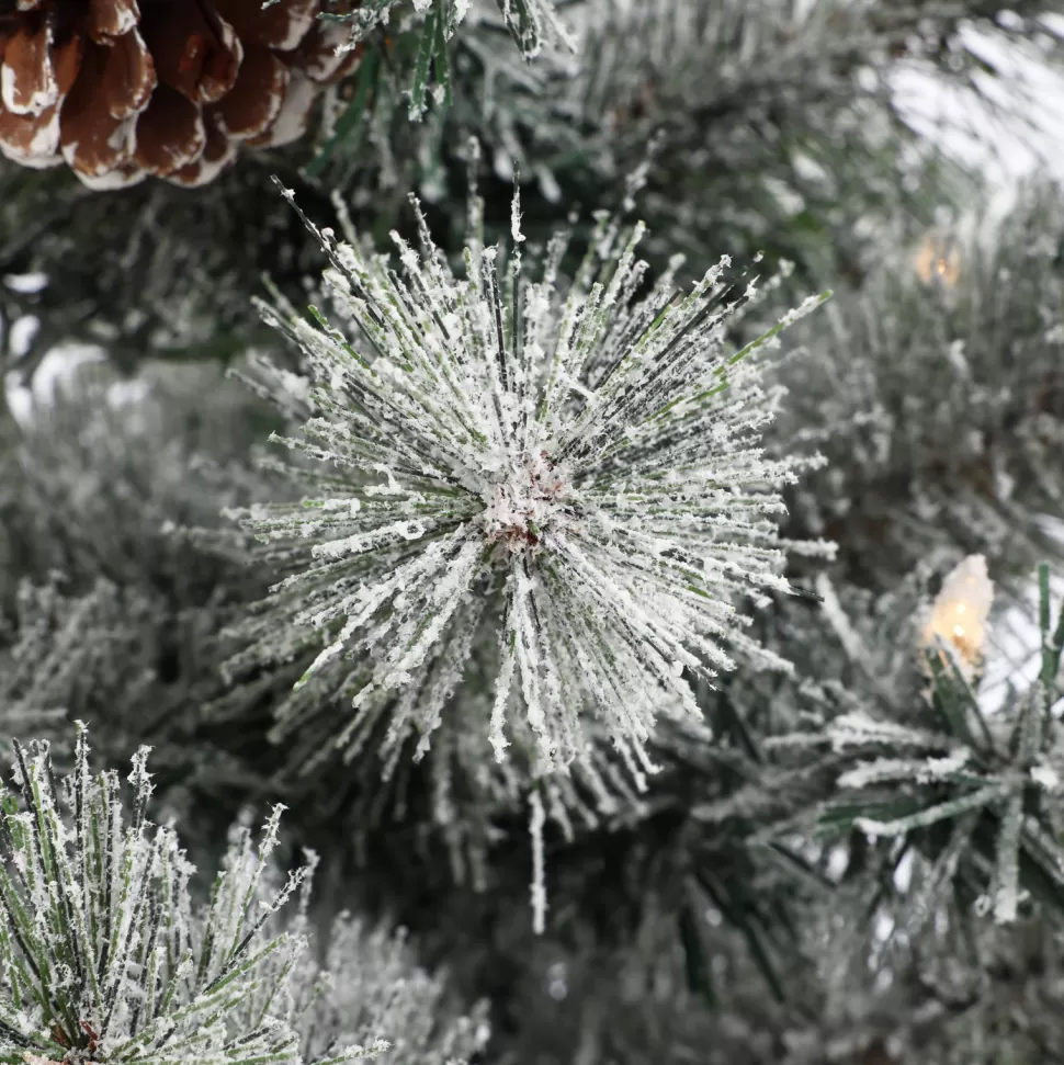Hot The Holiday Aisle Set Of 2 4Ft Pre-Lit Led Artificial Flocked Pine Christmas Tree With Pine Cones And Urn Pot