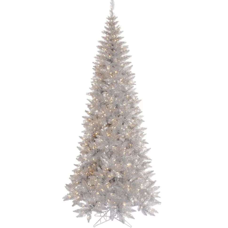 Best The Holiday Aisle Silver Tinsel Fir Slim Artificial Christmas Tree