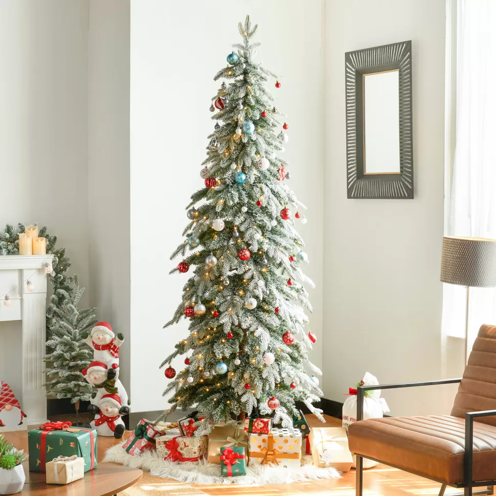 Cheap The Holiday Aisle Slender Flocked/Frosted Realistic Spruce Christmas Tree With 470 Led Lights