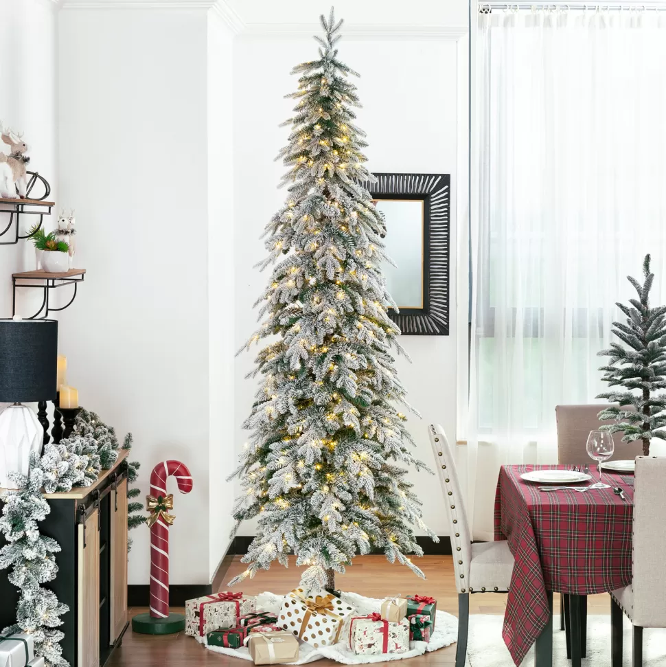 Cheap The Holiday Aisle Slender Flocked/Frosted Realistic Spruce Christmas Tree With 470 Led Lights