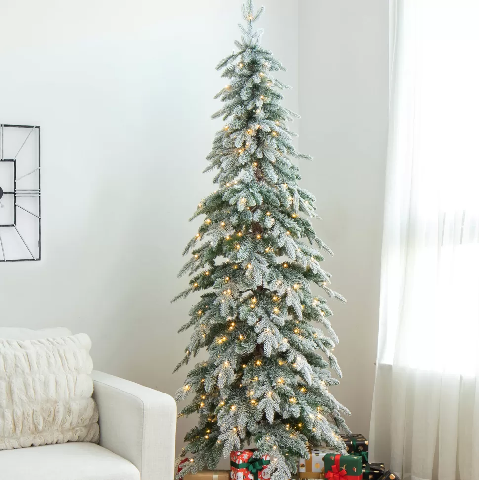 Cheap The Holiday Aisle Slender Flocked/Frosted Realistic Spruce Christmas Tree With 470 Led Lights