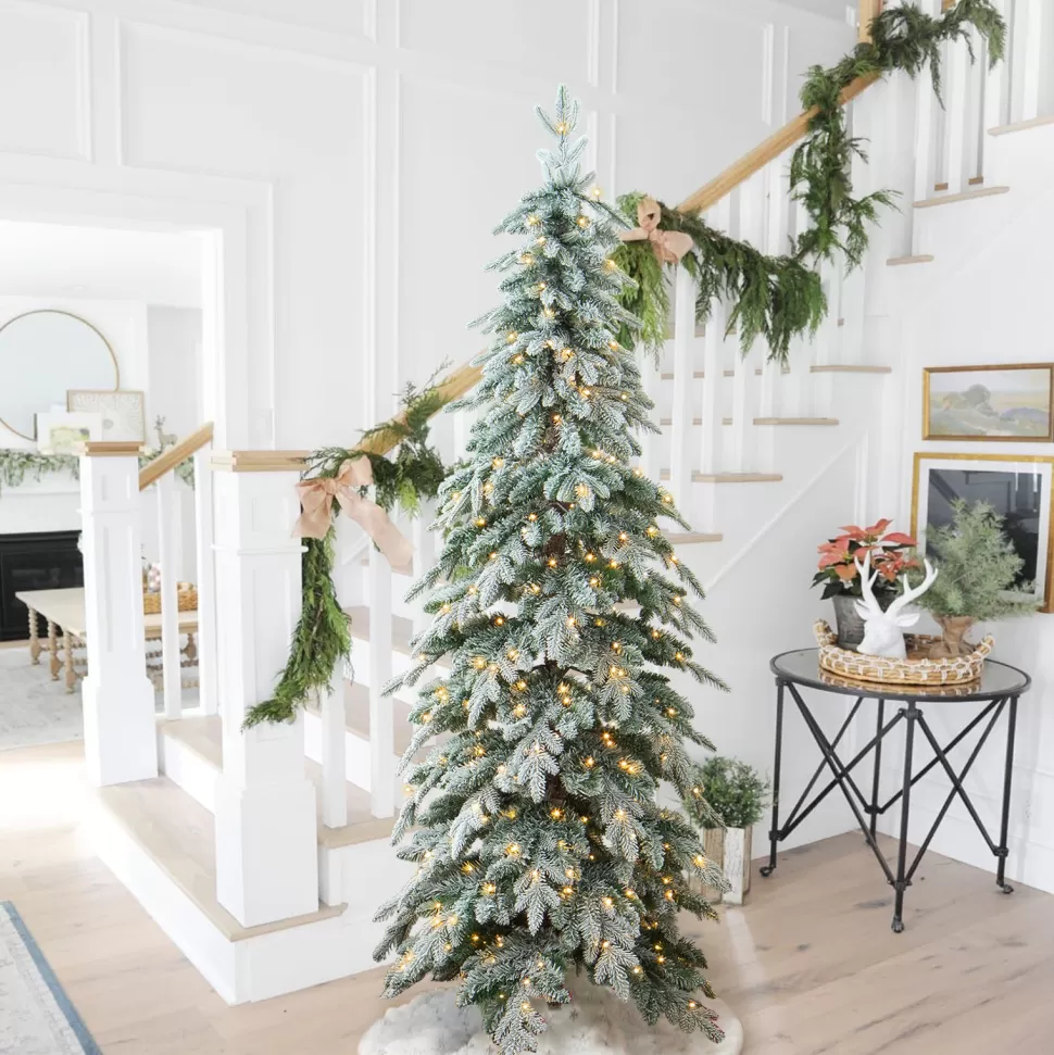 Cheap The Holiday Aisle Slender Flocked/Frosted Realistic Spruce Christmas Tree With 470 Led Lights