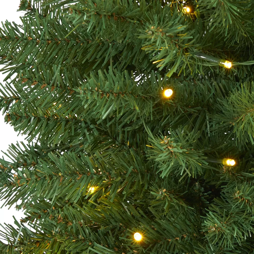 Hot The Holiday Aisle Slender Green Artificial Pine Feather Christmas Tree With Led Lights