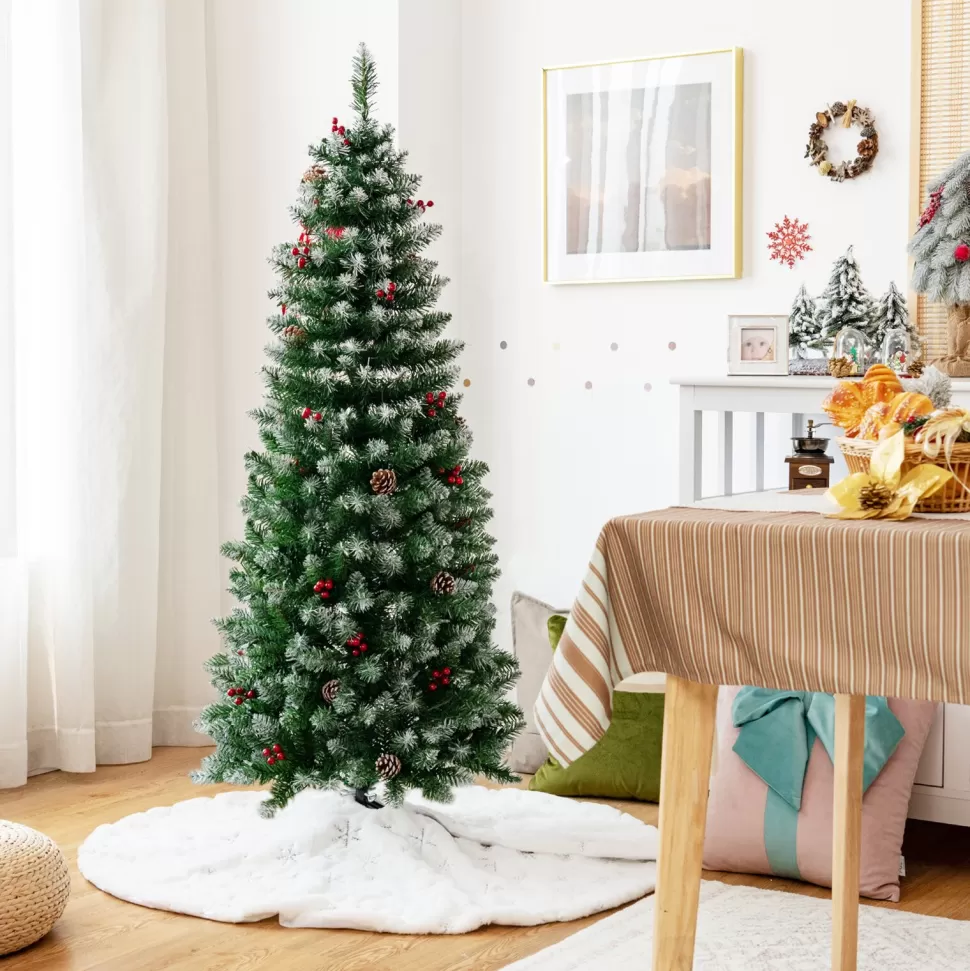 Clearance Hashtag Home Slender Green Artificial Pvc Cashmere Christmas Tree With Led