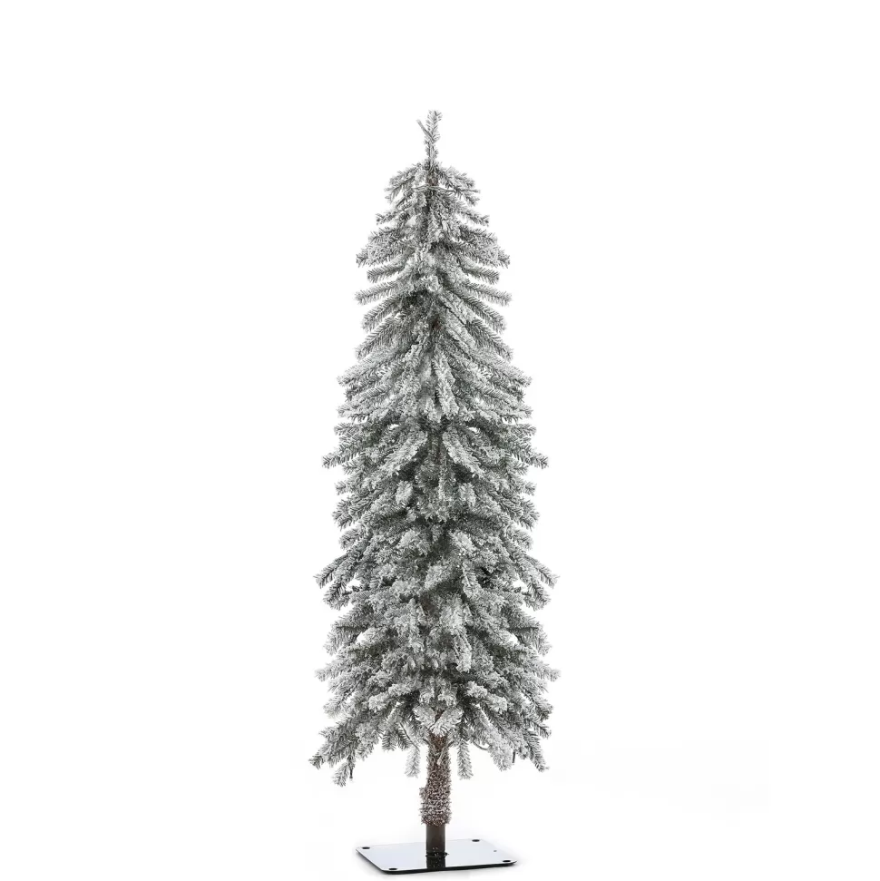 Discount Mercury Row Slender Green Fir Flocked Christmas Tree With 255 Led Lights
