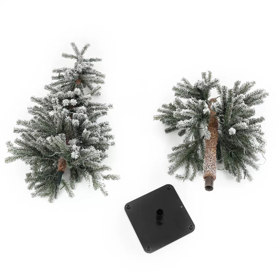 Discount Mercury Row Slender Green Fir Flocked Christmas Tree With 255 Led Lights