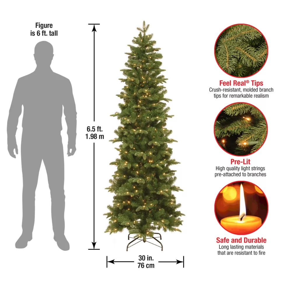 New The Holiday Aisle Slender Green Realistic Artificial Fir Christmas Tree With Clear Lights
