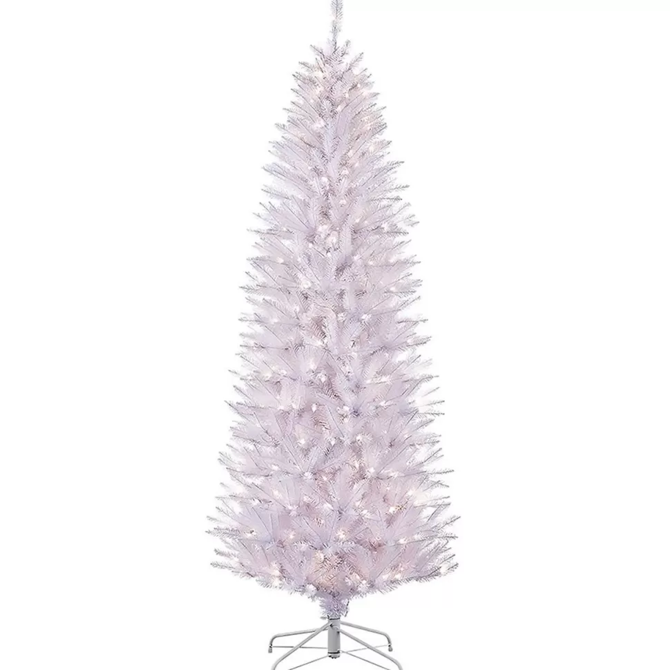 New The Holiday Aisle Slender White Artificial Pvc & Pe Blend Fir Christmas Tree With 350 Incandescentsteady/Constant Lights