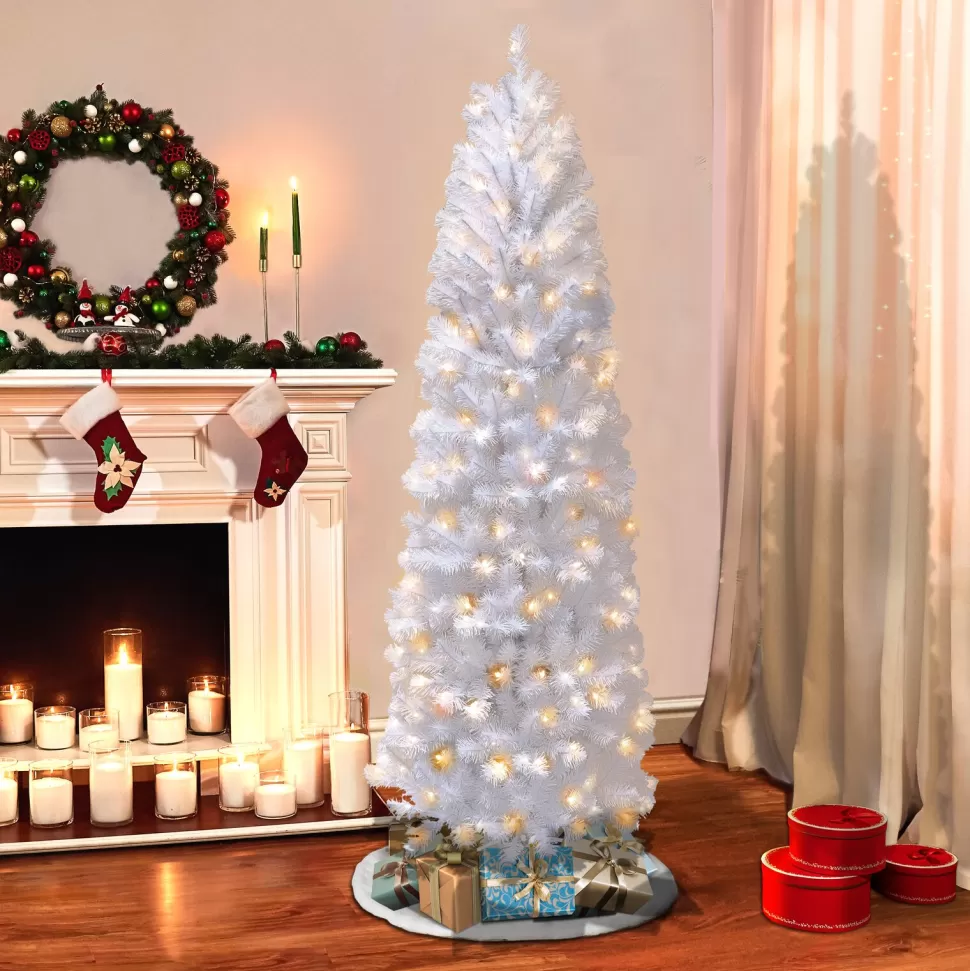 Store The Holiday Aisle Slender White Fir Christmas Tree With Lights