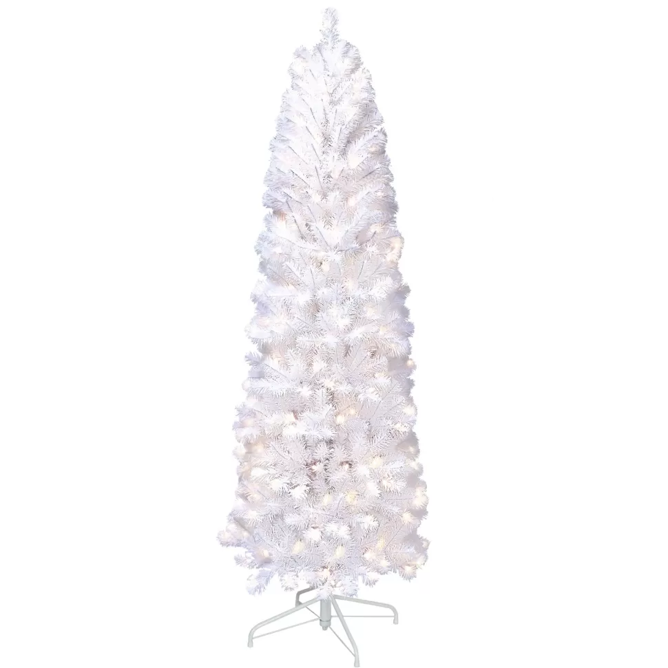 Store The Holiday Aisle Slender White Fir Christmas Tree With Lights