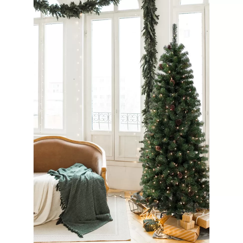 Hot The Holiday Aisle Slim 7' Green Pine Artificial Christmas Tree With 350 Clear Lights