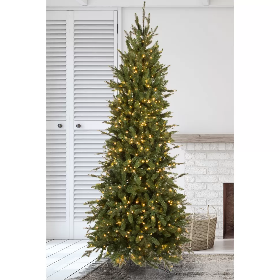 Store The Holiday Aisle Slim Canadian Power Pole Green Fir Artificial Christmas Tree With Clear/White Lights