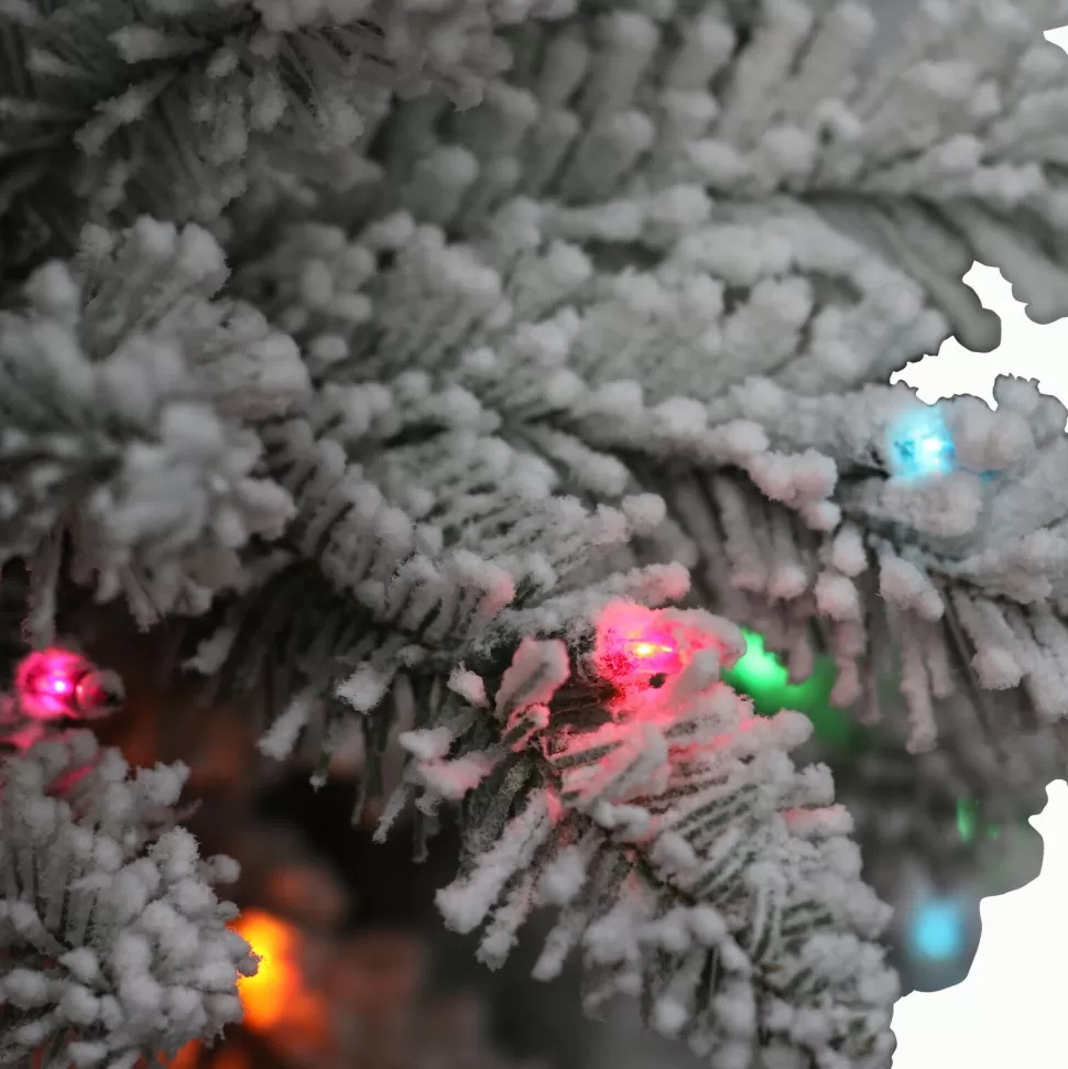 Hot The Holiday Aisle Slim Flocked Fraser 7.5' White/Green Fir Artificial Christmas Tree With 500 Multi-Color Lights