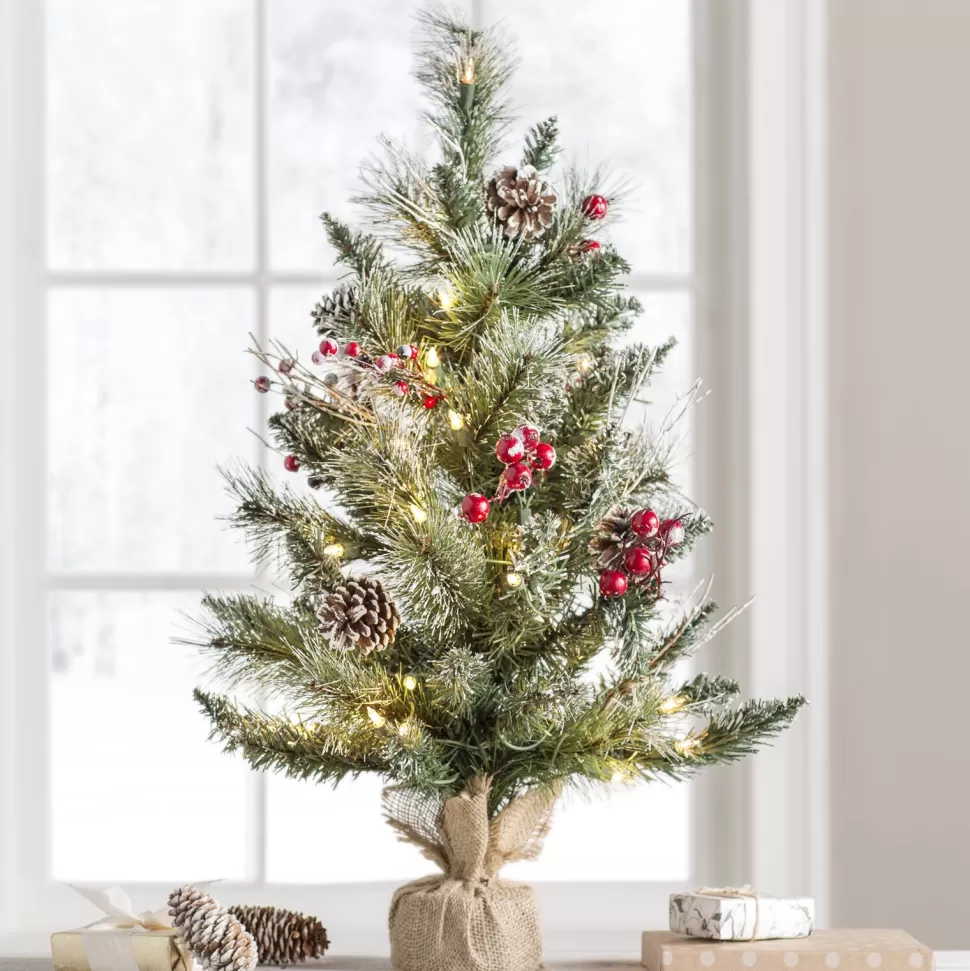 Cheap Andover Mills Snow Tipped Pine And Berry 2' Artificial Christmas Tree With 35 Clear Lights
