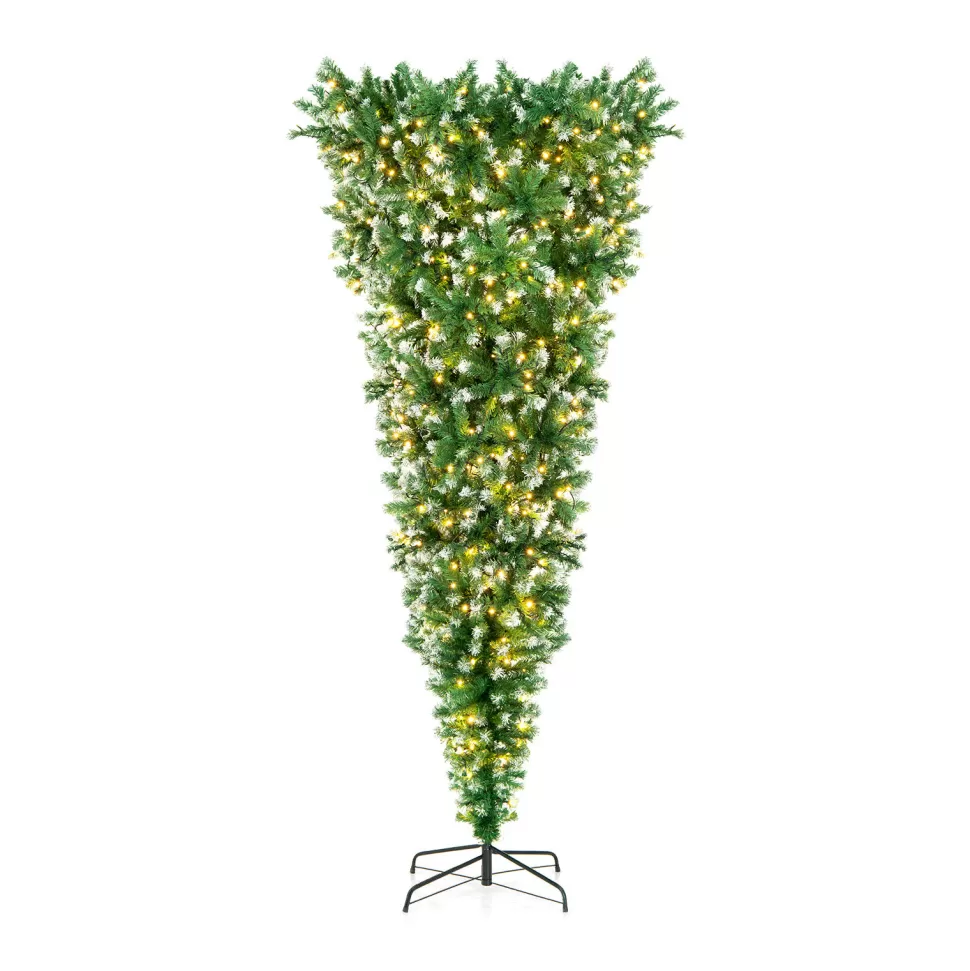 Outlet The Holiday Aisle Snowy 7.5 ' H Upside Down Green Realistic Artificial Pine Christmas Tree With 400 Led Lights