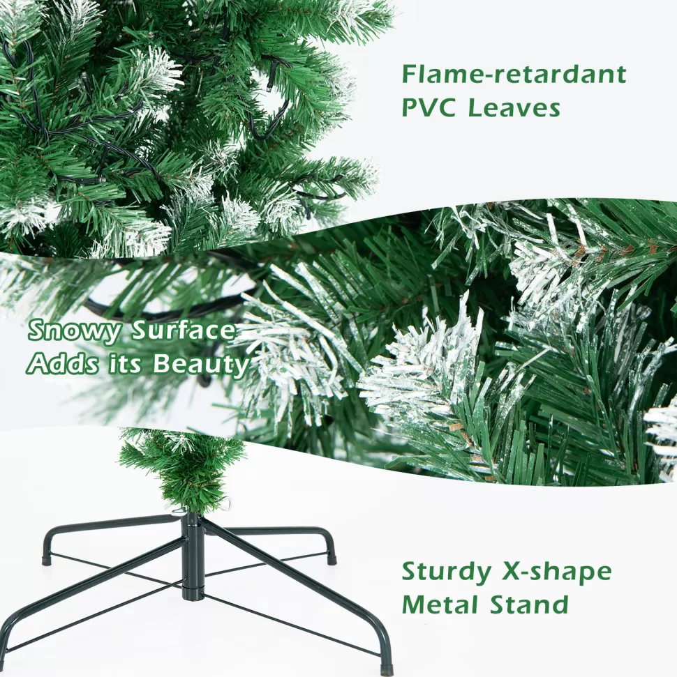 Outlet The Holiday Aisle Snowy 7.5 ' H Upside Down Green Realistic Artificial Pine Christmas Tree With 400 Led Lights
