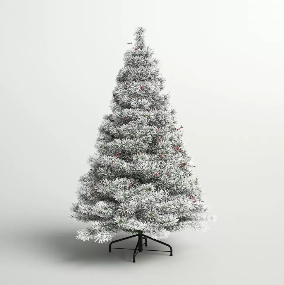 Cheap Three Posts Snowy 7.5' Frosted Green Pine Artificial Christmas Tree With 700 Clear/White Lights