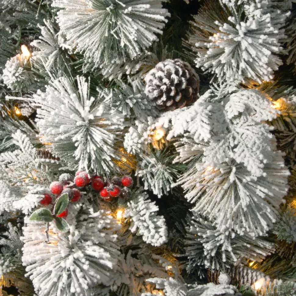 Cheap Three Posts Snowy 7.5' Frosted Green Pine Artificial Christmas Tree With 700 Clear/White Lights