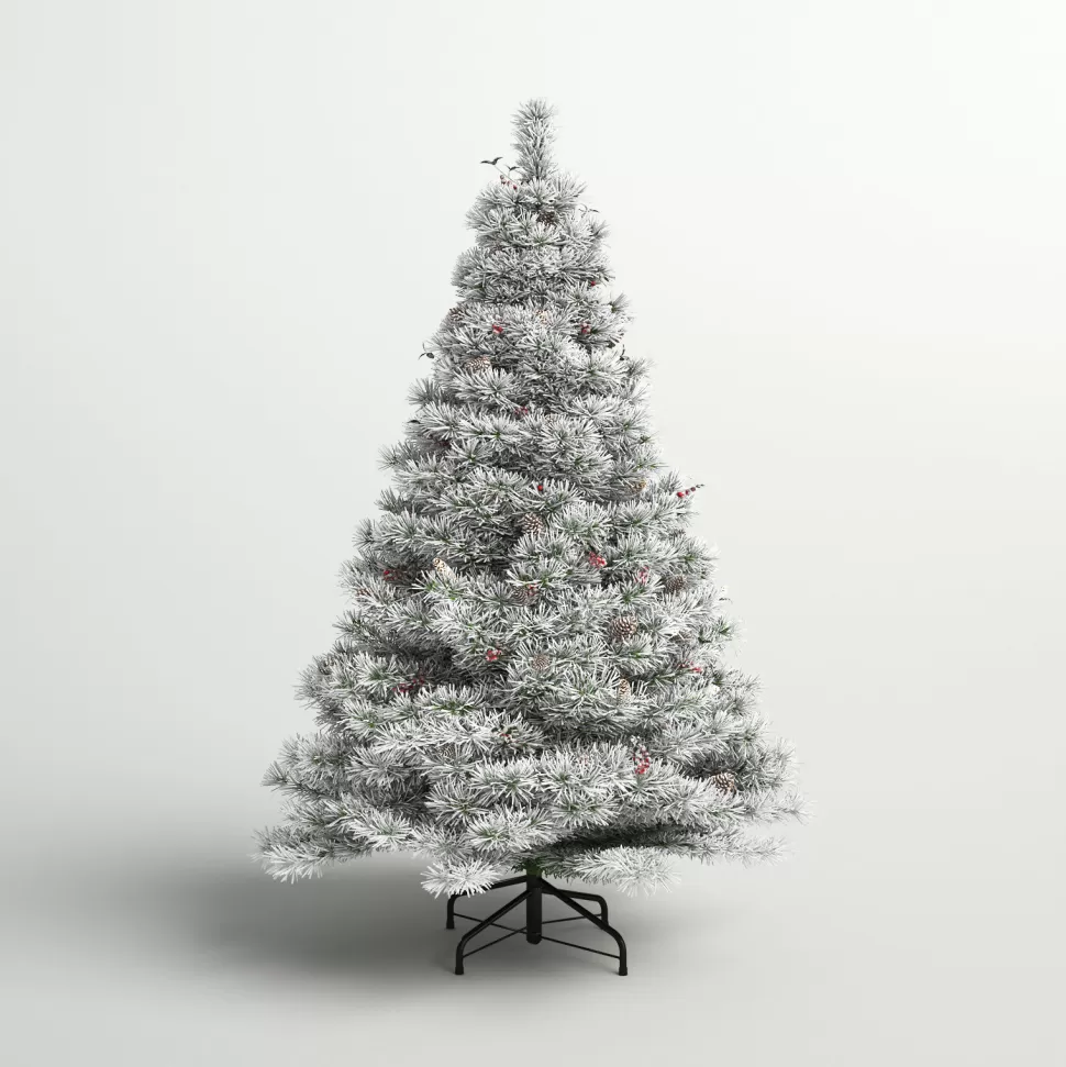 Cheap Three Posts Snowy 7.5' Frosted Green Pine Artificial Christmas Tree With 700 Clear/White Lights