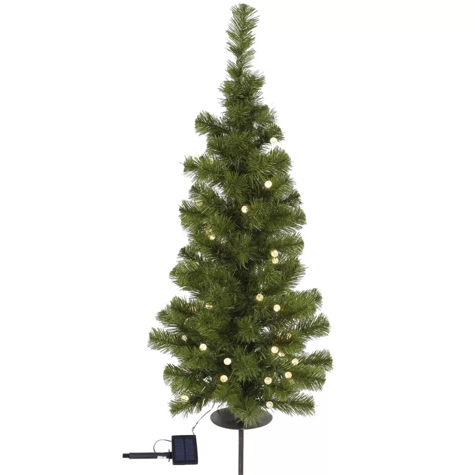 Outlet The Holiday Aisle Solar Tree Solar Slender Green Pine Christmas Tree 30 Led Lights