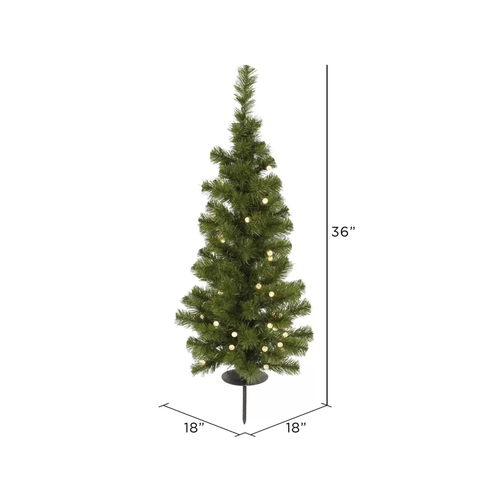 Outlet The Holiday Aisle Solar Tree Solar Slender Green Pine Christmas Tree 30 Led Lights