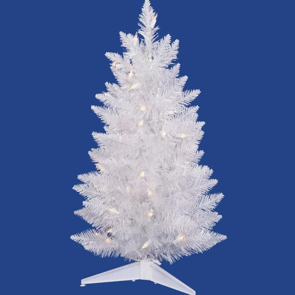 Best The Holiday Aisle Sparkle 2.5' White Spruce Artificial Christmas Tree With 50 Led Multi-Colored Lights With Stand