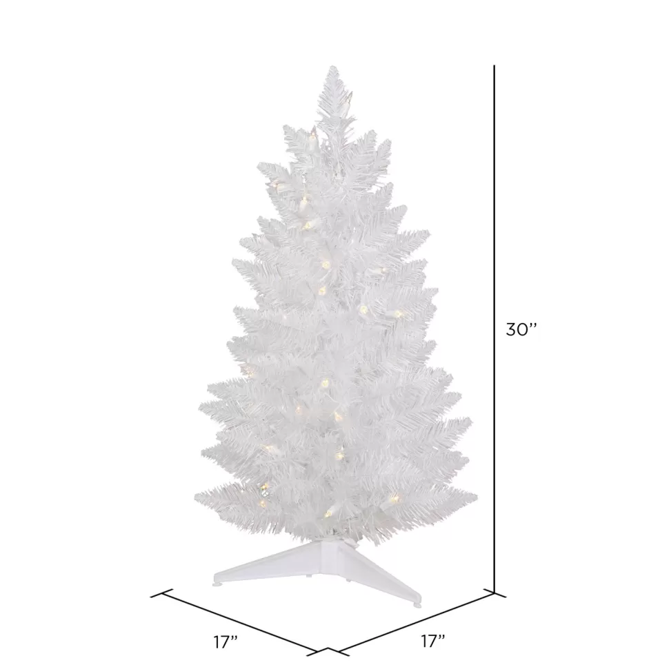 Cheap Etta Avenue Sparkle White Spruce 2.5' White Christmas Tree With 50 Clear Lights With Stand