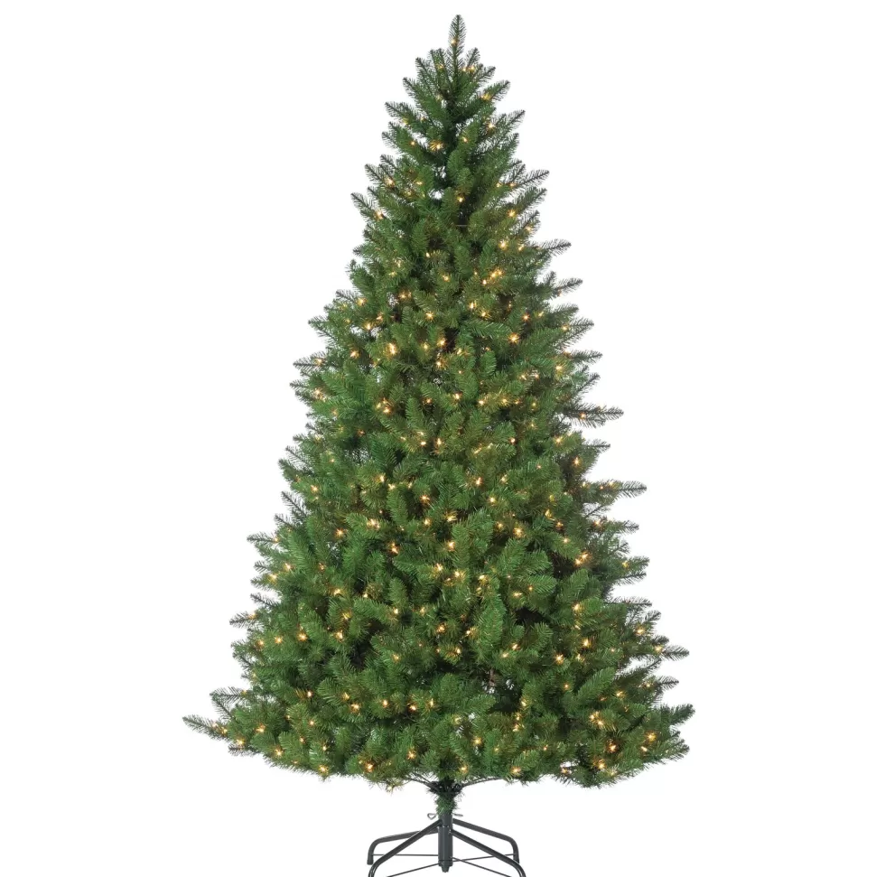 Fashion The Holiday Aisle Stone 6.5' Green Pine Artificial Christmas Tree With 700 Clear/White Lights