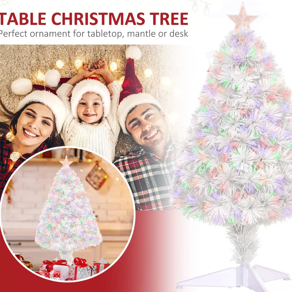 Discount The Holiday Aisle Tabletop 2.67' White Fir Artificial Christmas Tree With 85 Multi-Color Lights
