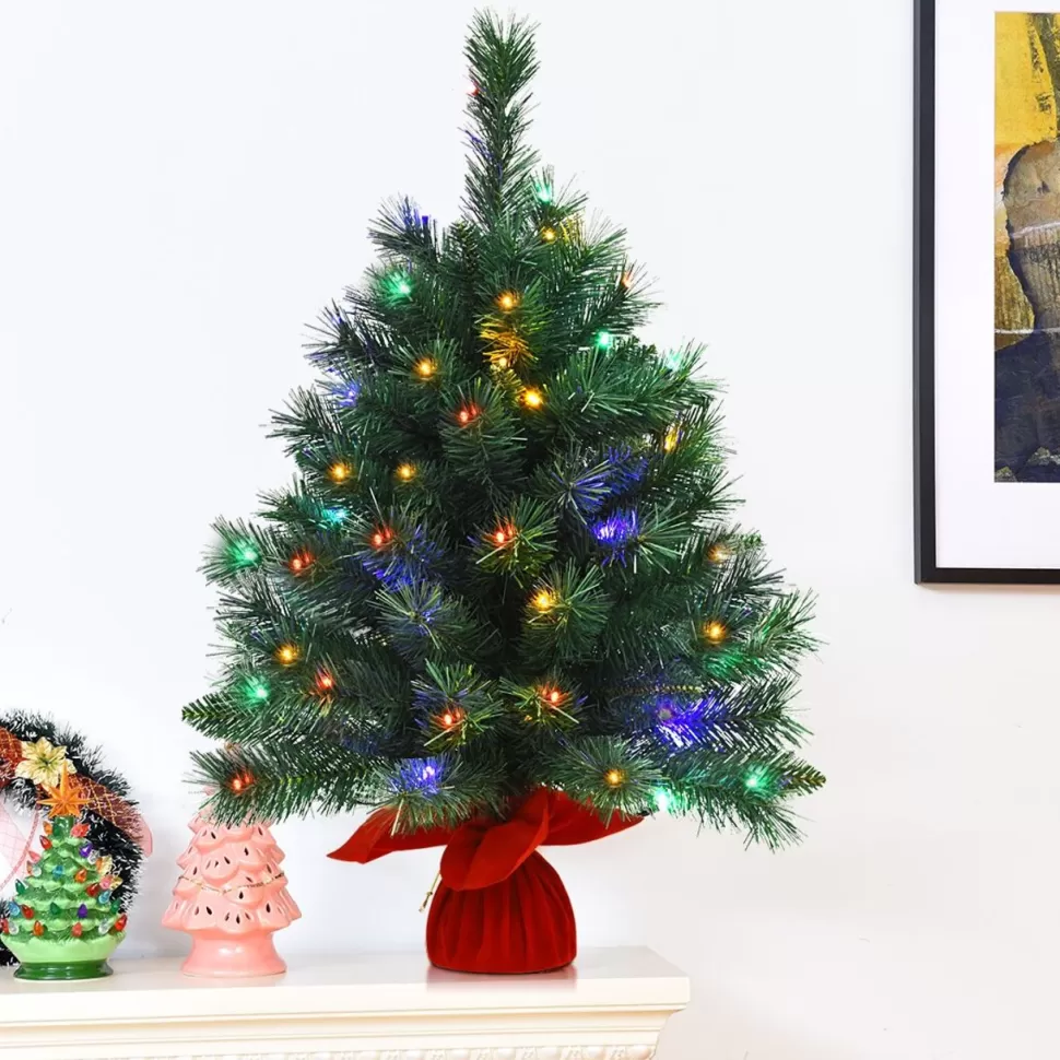 Best Sale The Holiday Aisle 26'' Green Pineartificial Christmas Tree With 35 Multi-Color Lights