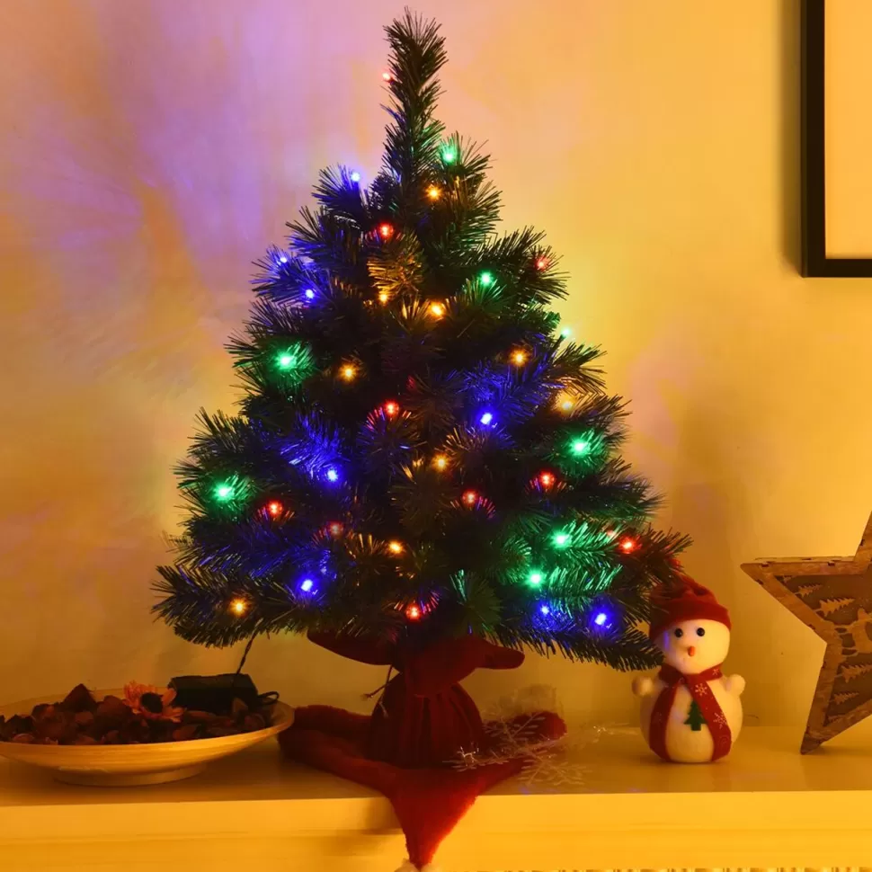 Best Sale The Holiday Aisle 26'' Green Pineartificial Christmas Tree With 35 Multi-Color Lights