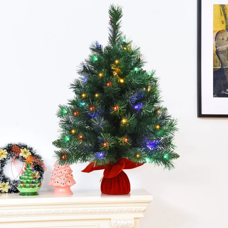 Best Sale The Holiday Aisle 26'' Green Pineartificial Christmas Tree With 35 Multi-Color Lights