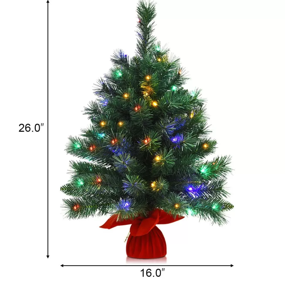 Best Sale The Holiday Aisle 26'' Green Pineartificial Christmas Tree With 35 Multi-Color Lights