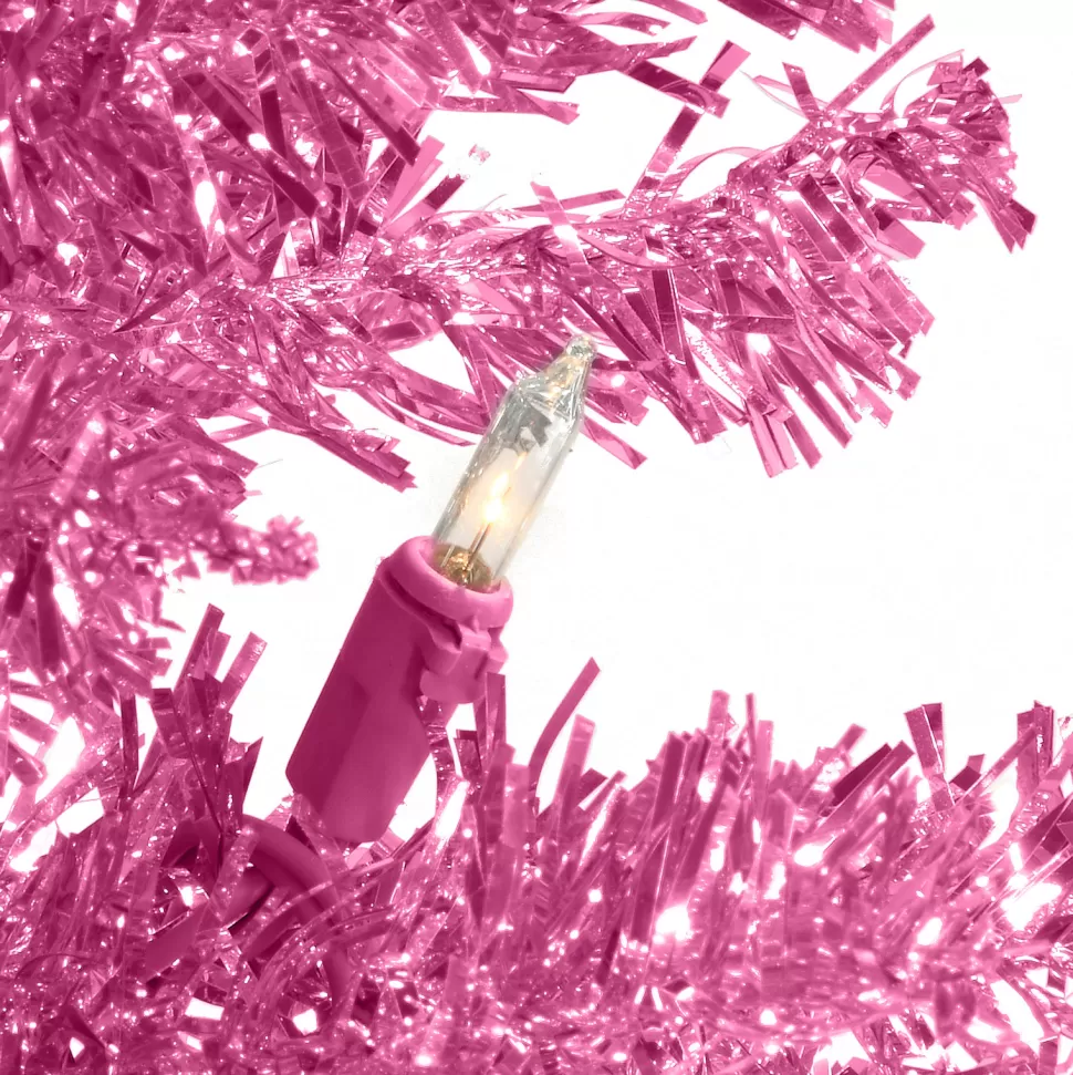 Cheap Hashtag Home Tinsel Trees 4' Pink Artificial Christmas Tree With 70 Clear/White Lights