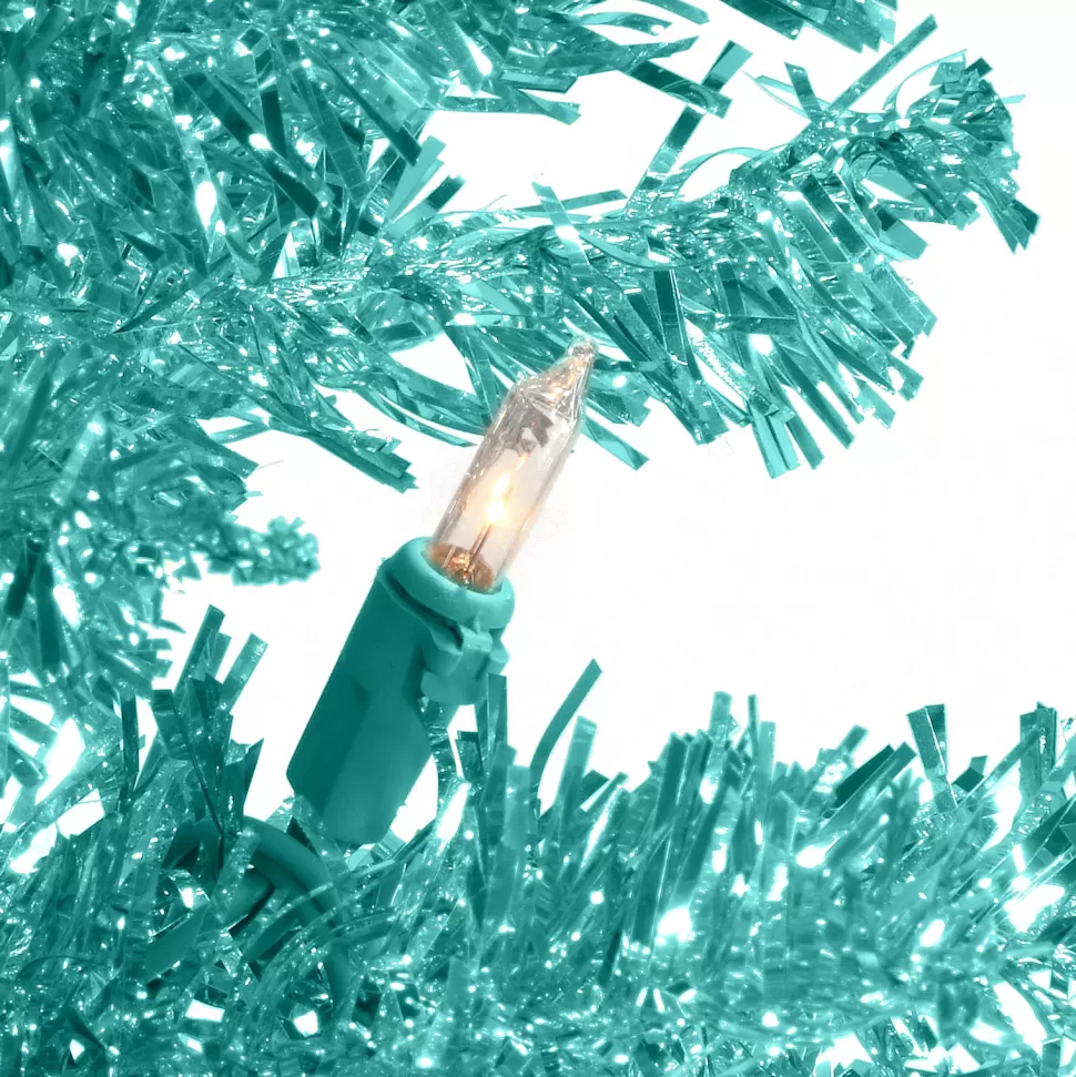Flash Sale Hashtag Home Tinsel Trees 4' Turquoise Artificial Christmas Tree With 70 Clear/White Lights