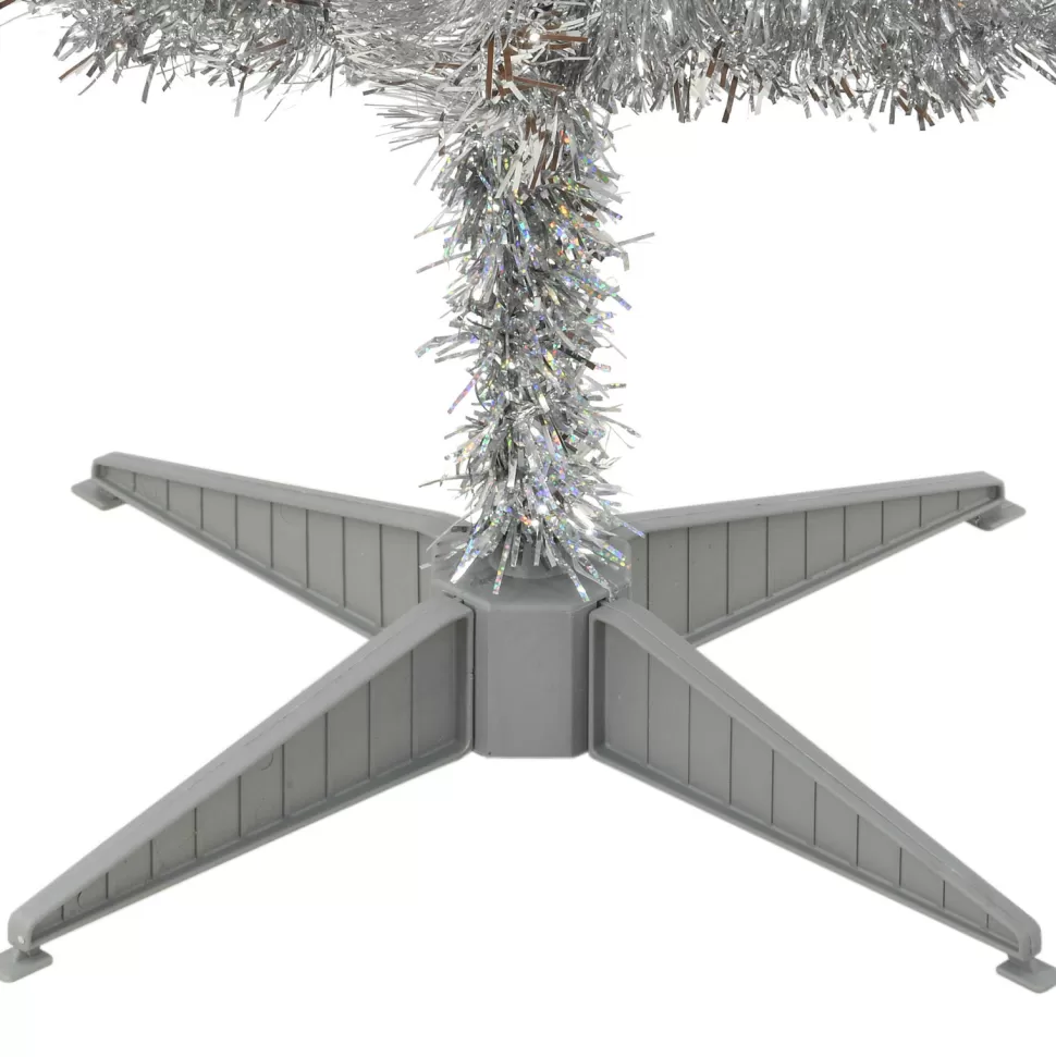 Hot Hashtag Home Tinsel Trees Silver Pine Artificial Christmas Tree With Clear Lights