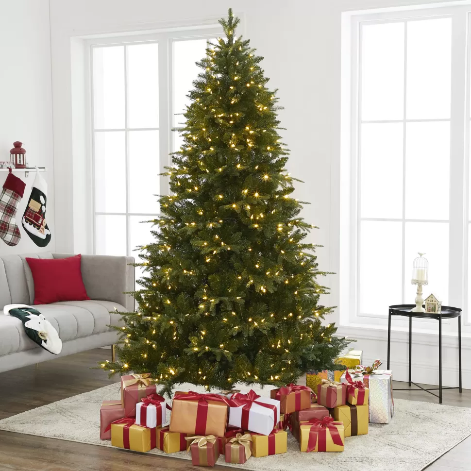 Clearance The Holiday Aisle Traditional Prelit Artificial Christmas Tree With Warm Lights And Metal Stand, Wide Realistic Tree