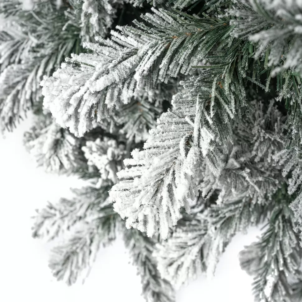 New The Holiday Aisle White Snow Flocked Warm Lighted Christmas Tree, Frosted Prelit Artificial Christmas Tree With Stand